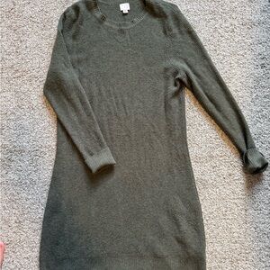 Olive Green Knit Sweater Dress